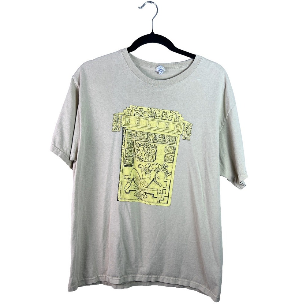 Yazbek Belize Graphic T Shirt Vintage 2000s Men's Large Beige Streetwear